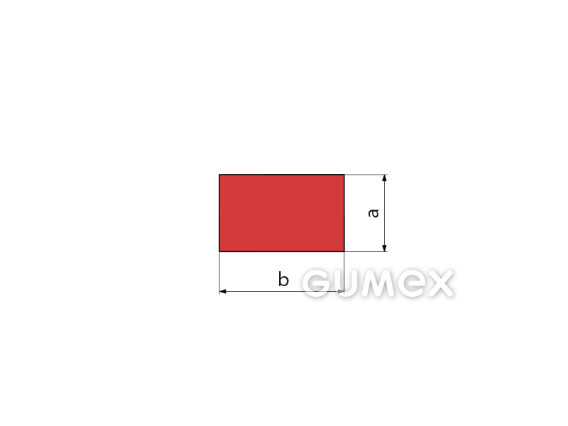 Pryžový profil obdélníkový, 10x20mm, 75°ShA, NR-SBR, -40°C/+80°C, červený